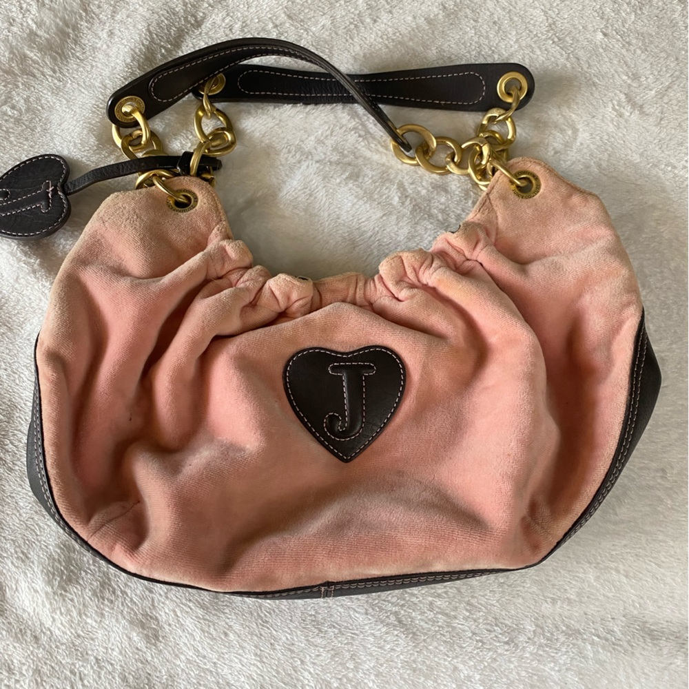 Juicy Couture Pink and Black Shoulder Bag with Gold Chain - Picture 3 of 14